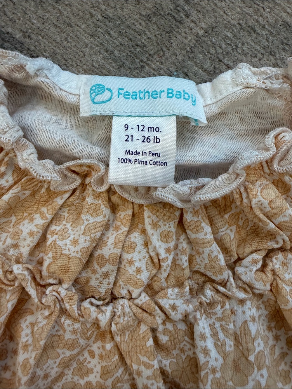 Feather Baby Beige Floral One-Piece for Kids
